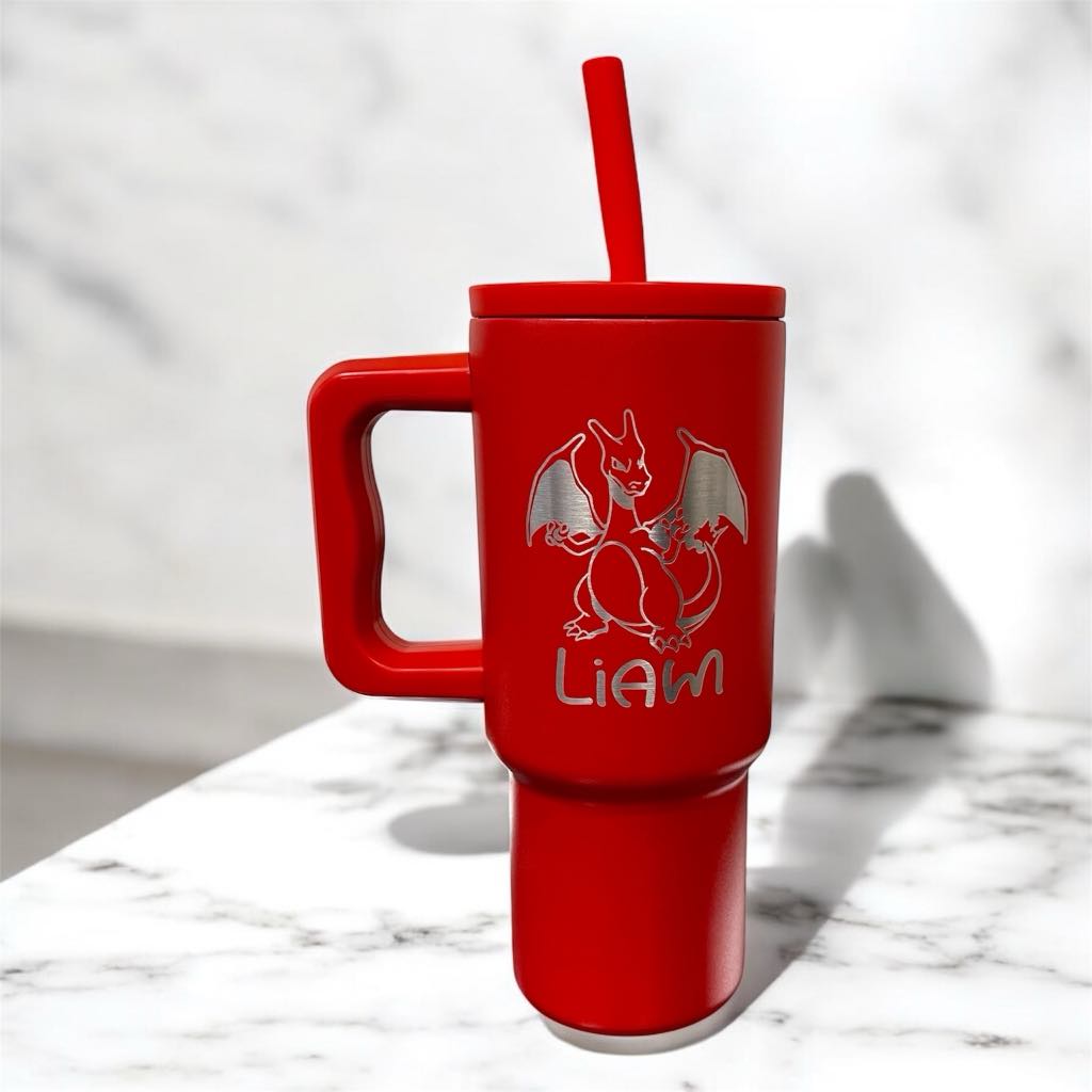 24oz Stainless Steel Tumbler with Silicone Straw