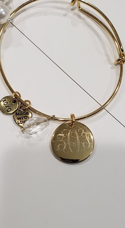 Personalized Gold or Silver Slide Bracelet Engraved Designer Inspired