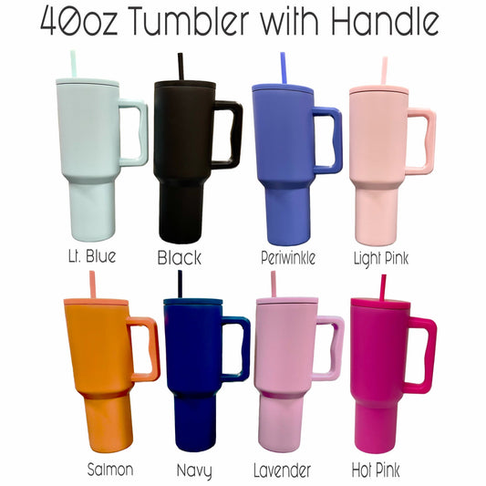 40oz Stainless Steel Trek Dupe Tumbler with Handle