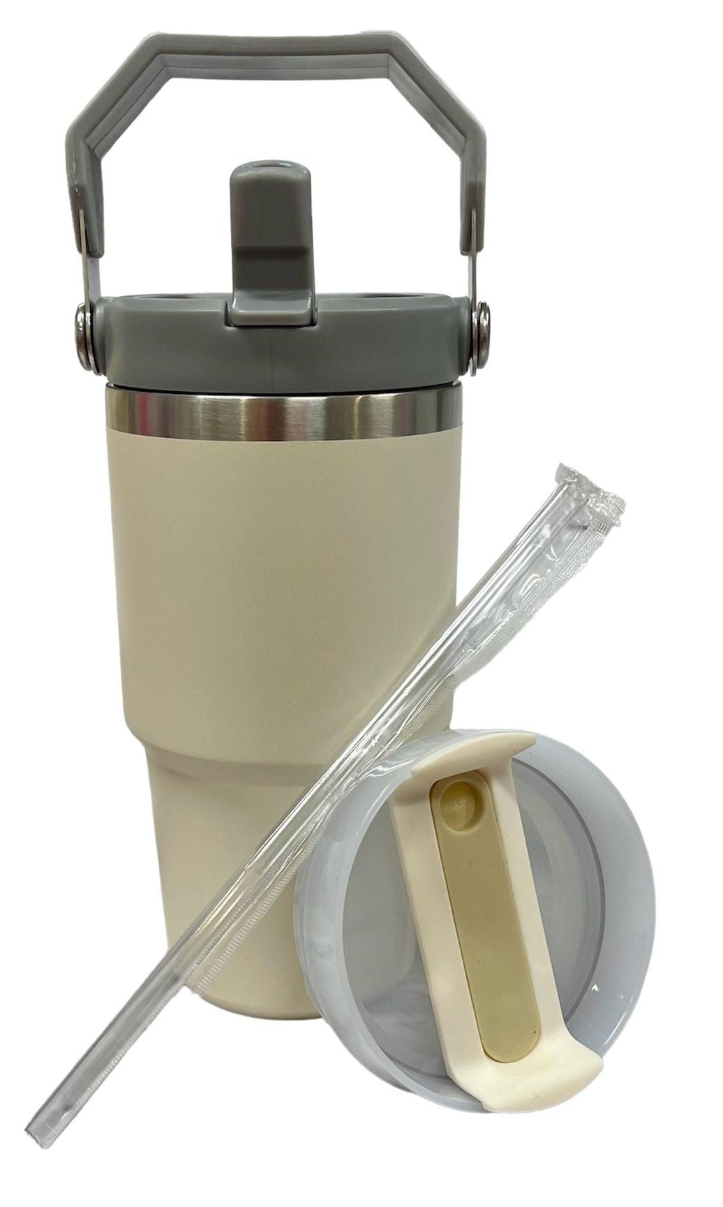 20oz Stainless Steel Cup with Flip Straw and Regular Lid