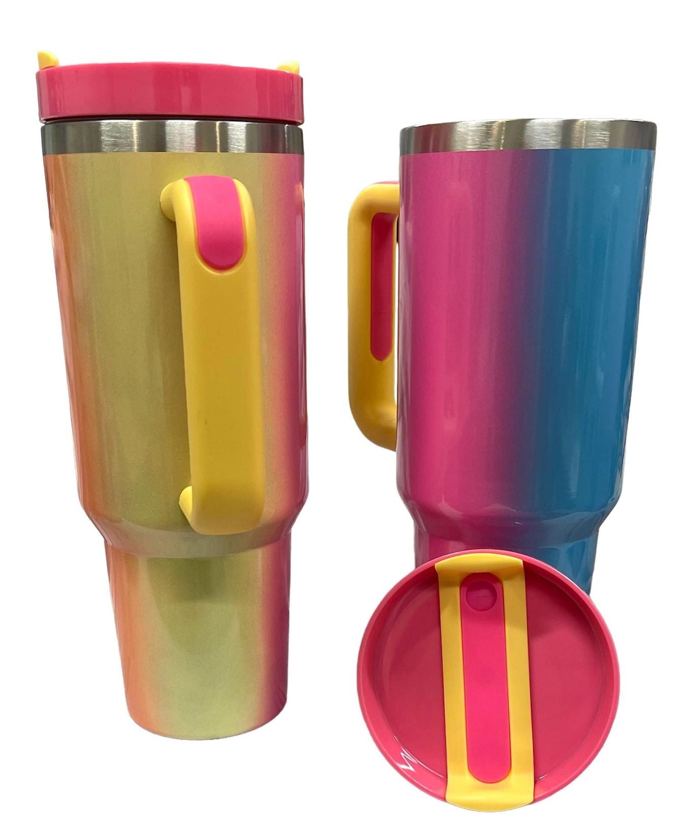 40oz Stainless Steel Ombre, Leopard, Fairyland Patterned Tumbler with Handle