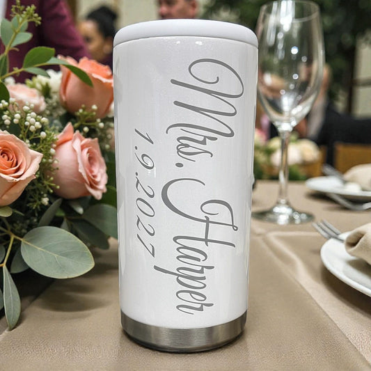 Personalized Laser Engraved Slim Stainless Steel Can Cooler for Seltzer, Energy Drinks and Skinny Beer Cans