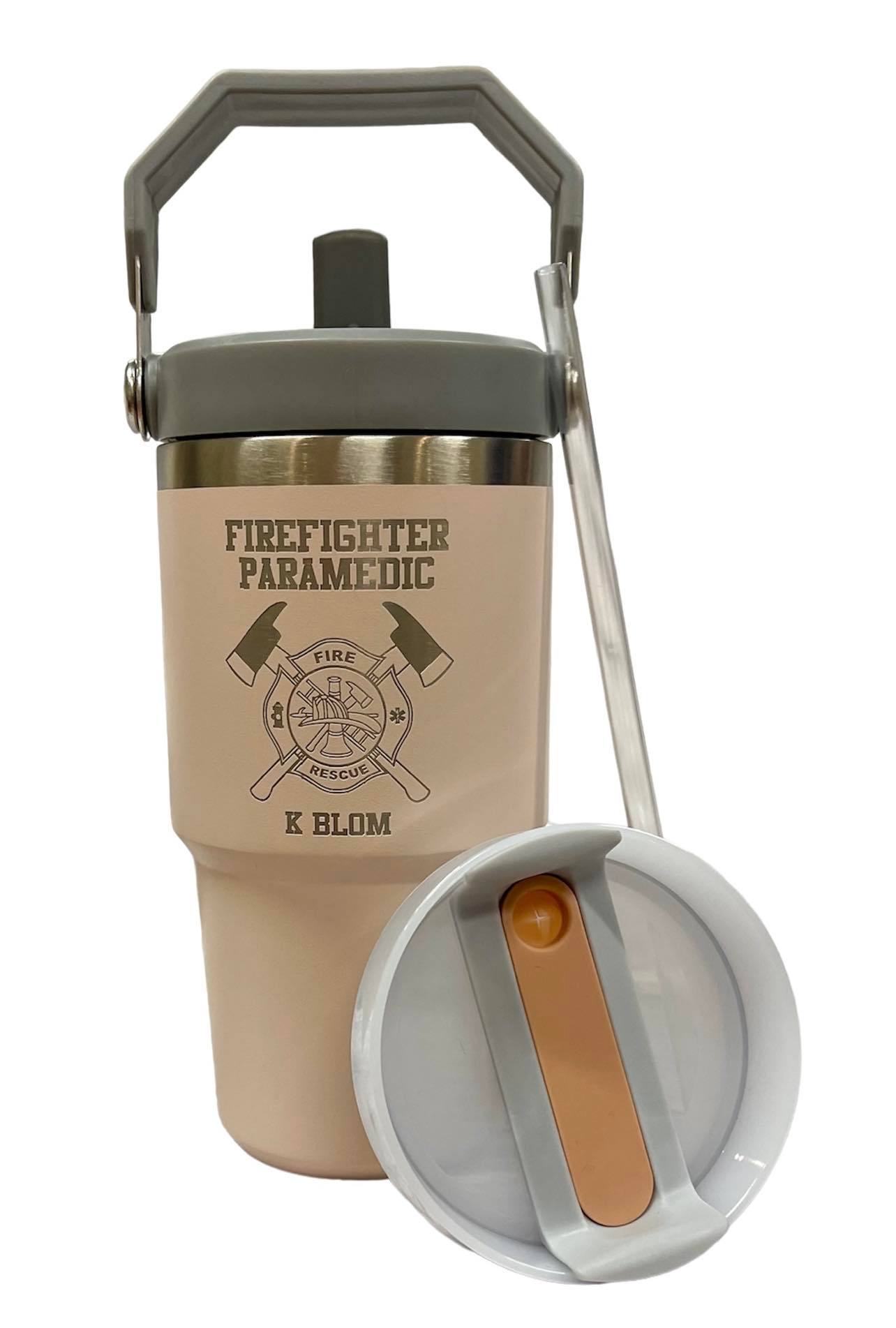 20oz Stainless Steel Cup with Flip Straw and Regular Lid