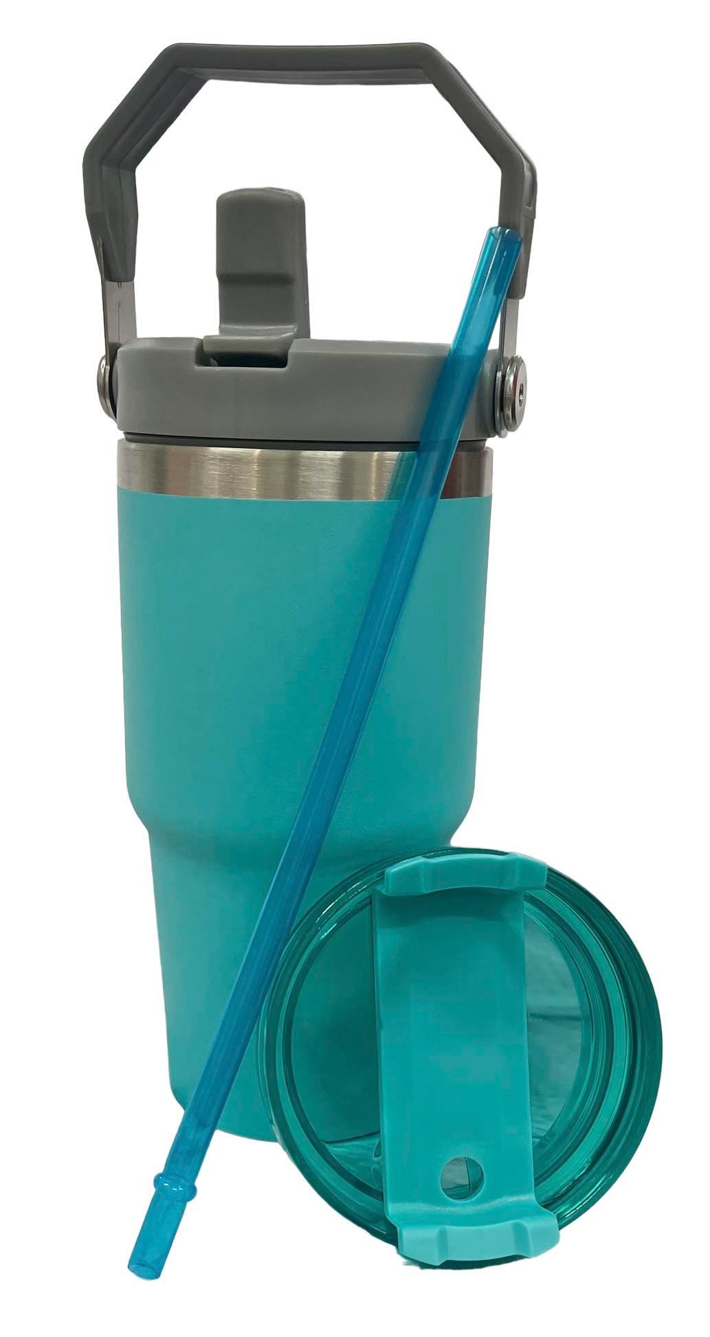 20oz Stainless Steel Cup with Flip Straw and Regular Lid