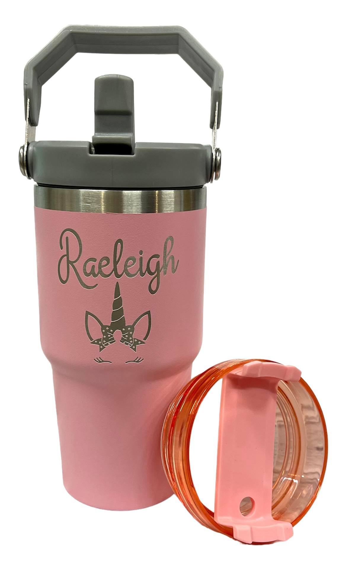 20oz Stainless Steel Cup with Flip Straw and Regular Lid