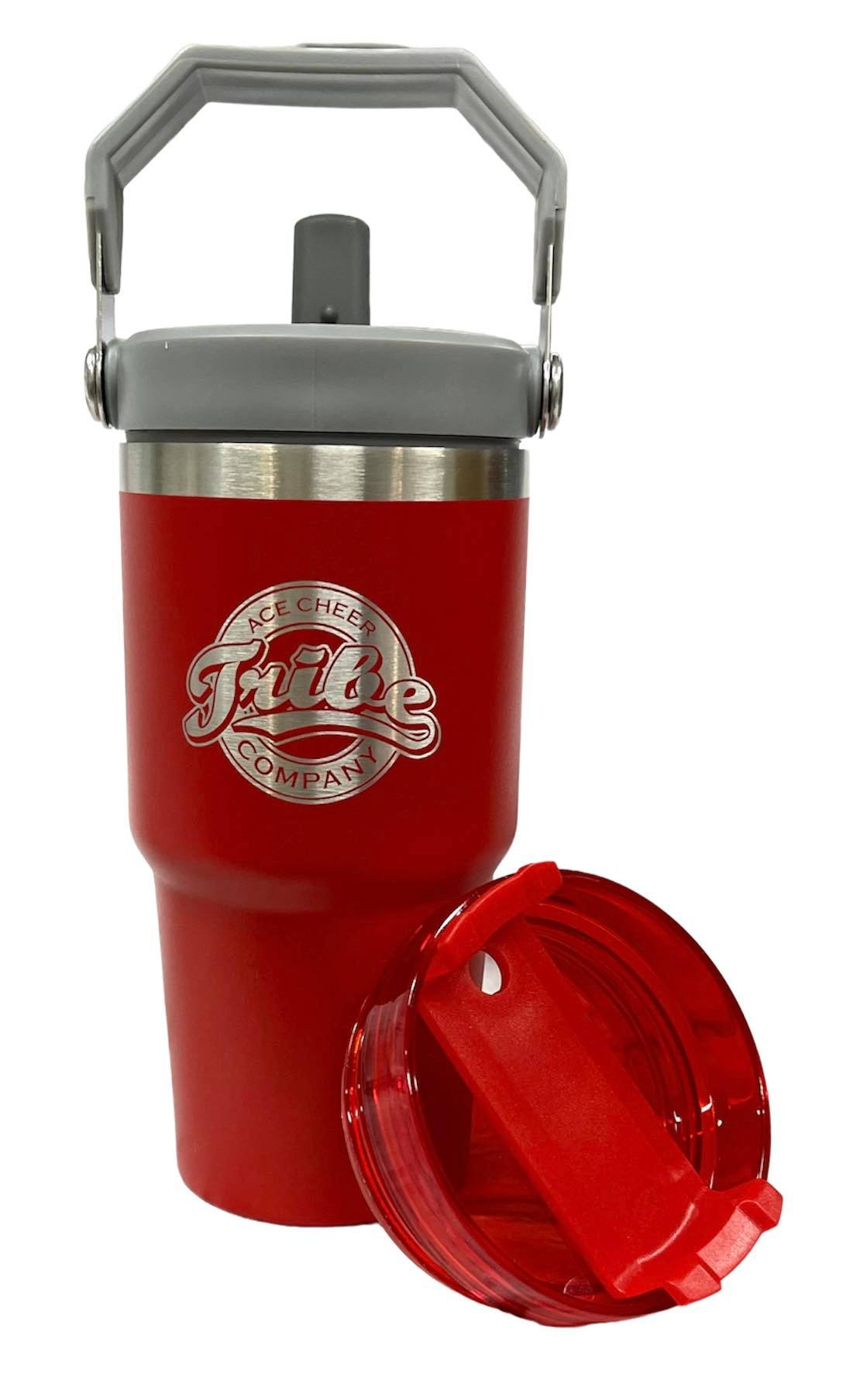 20oz Stainless Steel Cup with Flip Straw and Regular Lid