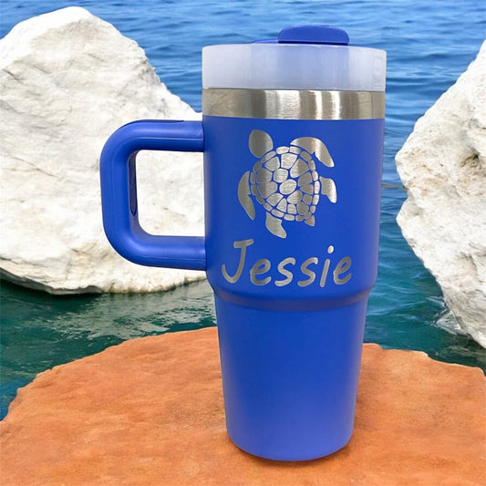 14oz Personalized Laser Engraved Kids Stainless Steel Tumbler with Handle