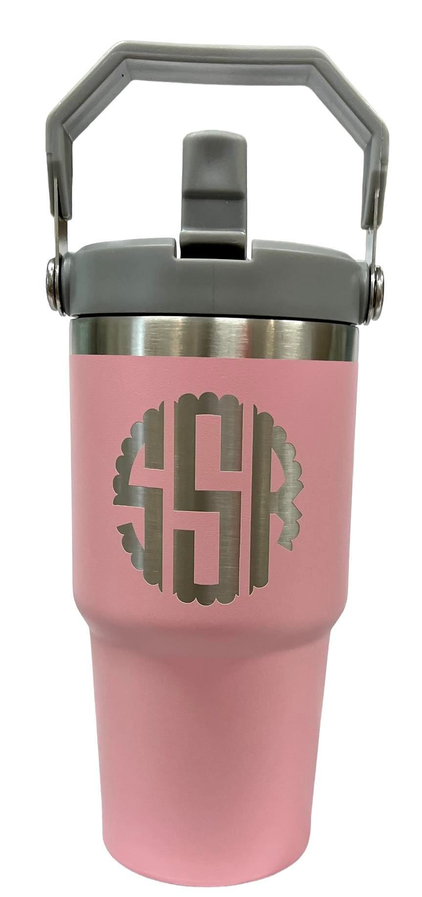 20oz Stainless Steel Cup with Flip Straw and Regular Lid