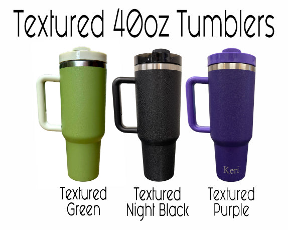 Personalized, Laser Engraved 40oz Stainless Steel Tumbler with Handle.