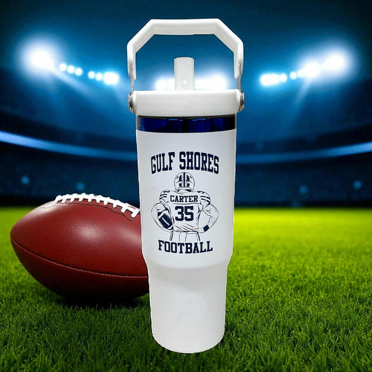 Personalized 30oz Insulated Tumbler, with Flip Straw Laser Engraved Water Bottle Tumbler