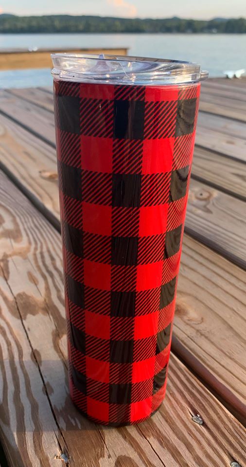 Printed  20 oz Skinny Tumbler with Straw with Laser Engraved