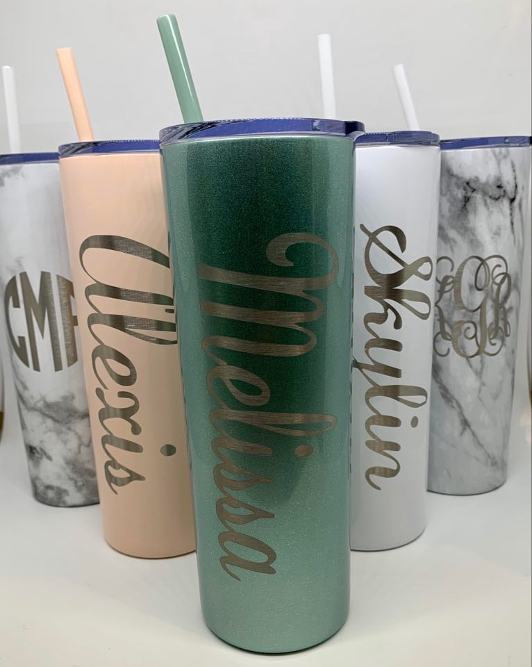 20oz Solid Color Skinny Tumbler with Straw