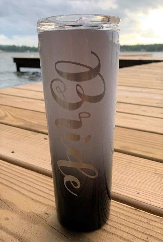 20oz Ombre Color Fade Skinny Tumbler with Straw