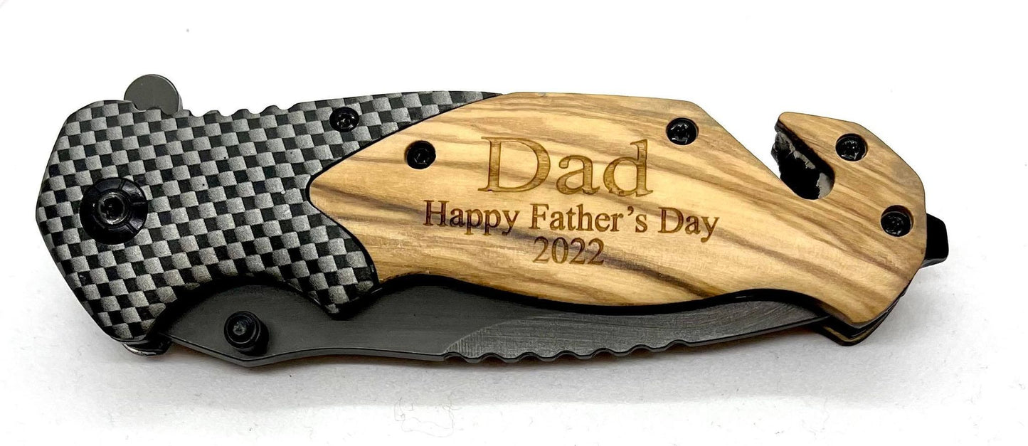 Engravable Olive Wood Folding Knives