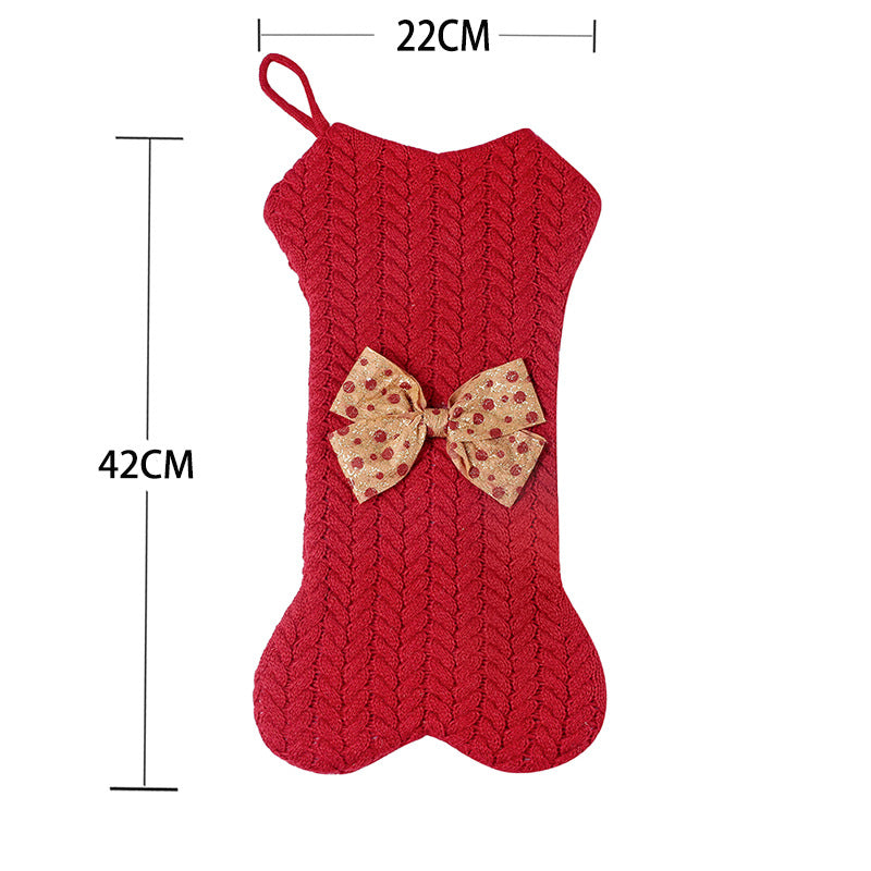 Cable Knit Pet Christmas Stockings, Laser Engraved Custom Leather Patch Monogram  Dog Bone Stockings