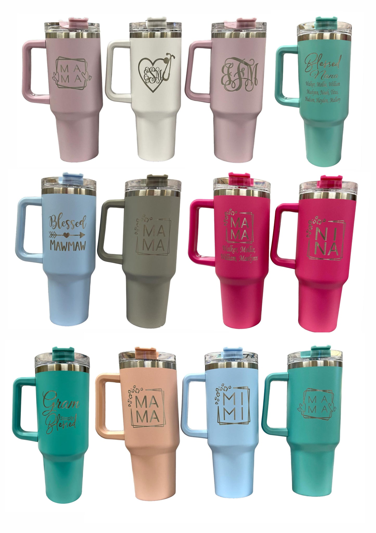 40oz Stainless Steel Generation 1 Tumbler with Handle, Personalized Large Insulated Tumbler