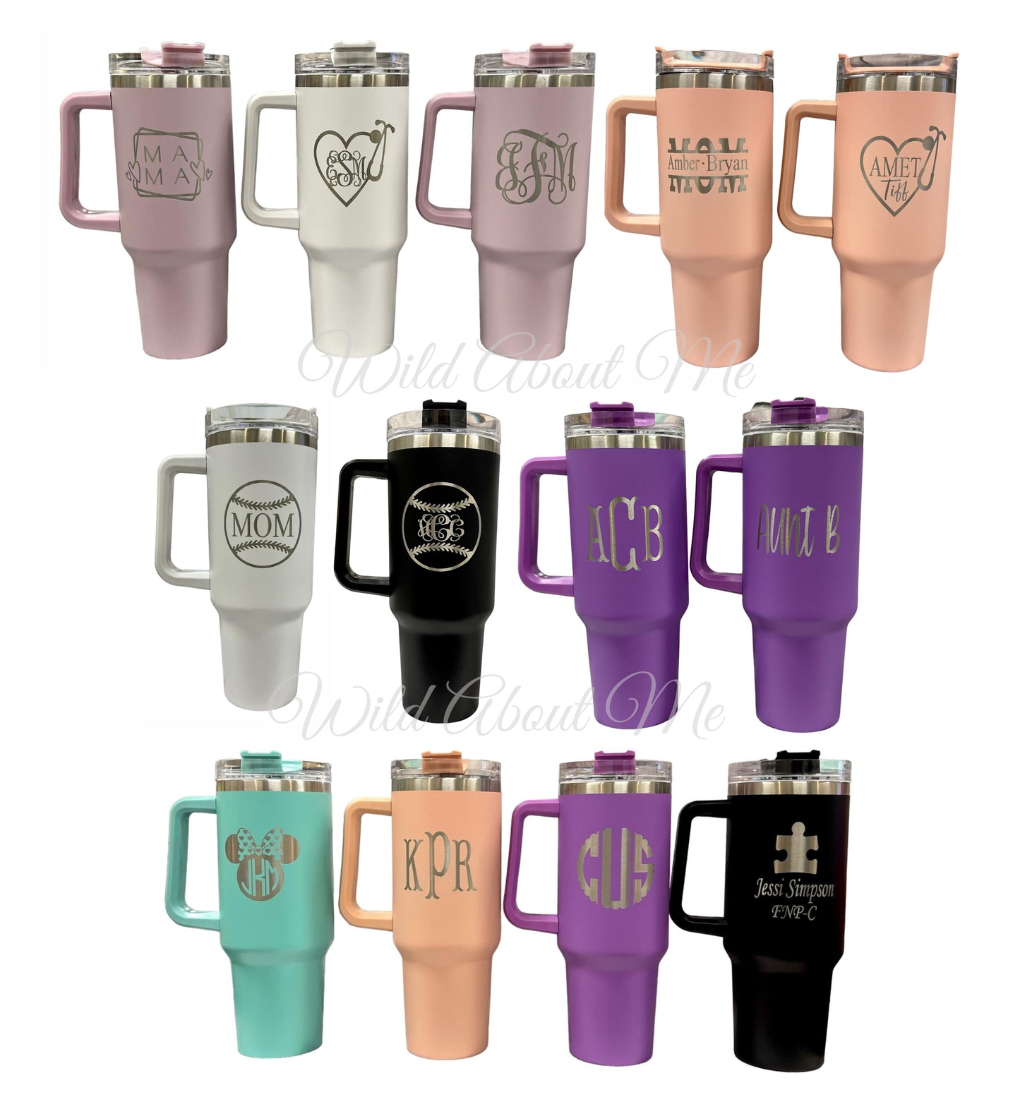40oz Stainless Steel Generation 1 Tumbler with Handle, Personalized Large Insulated Tumbler
