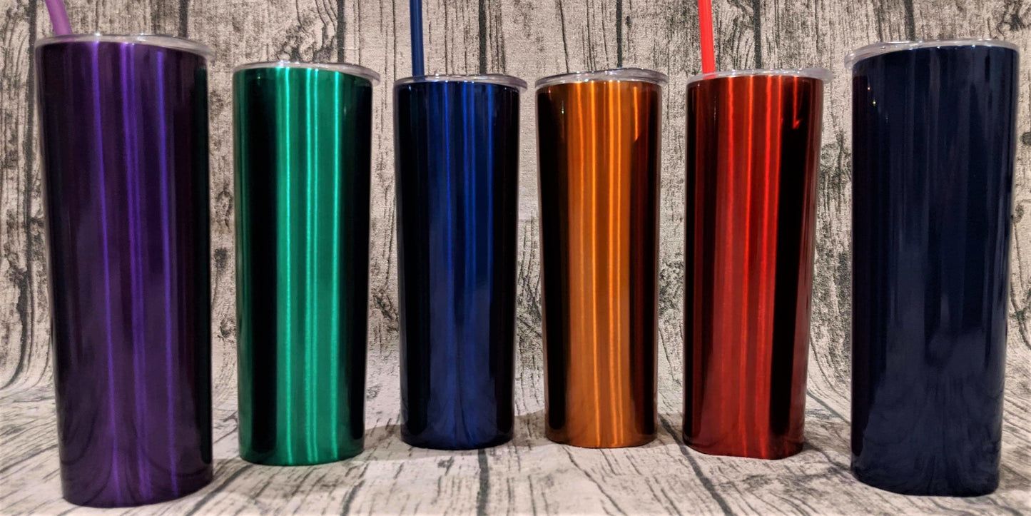 20oz Solid Color Skinny Tumbler with Straw