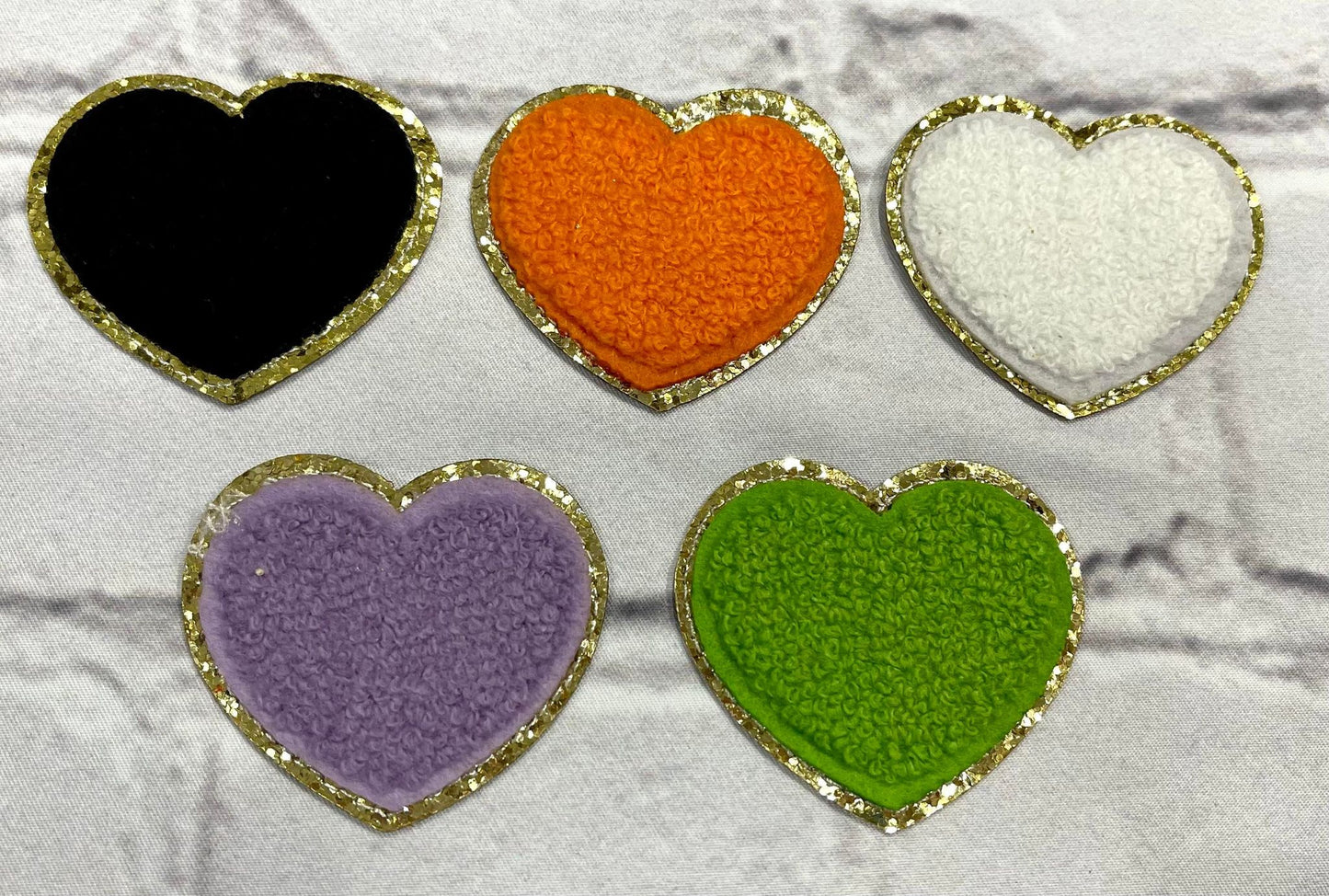 Chenille Patches, DIY Heat press patches,  Heart, Smiley Face, Lighting Bolt, Rainbow