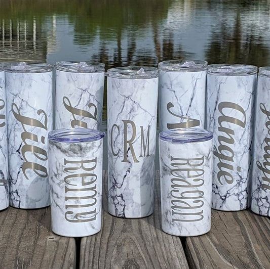20 oz Personalized Printed Skinny Tumbler with Straw