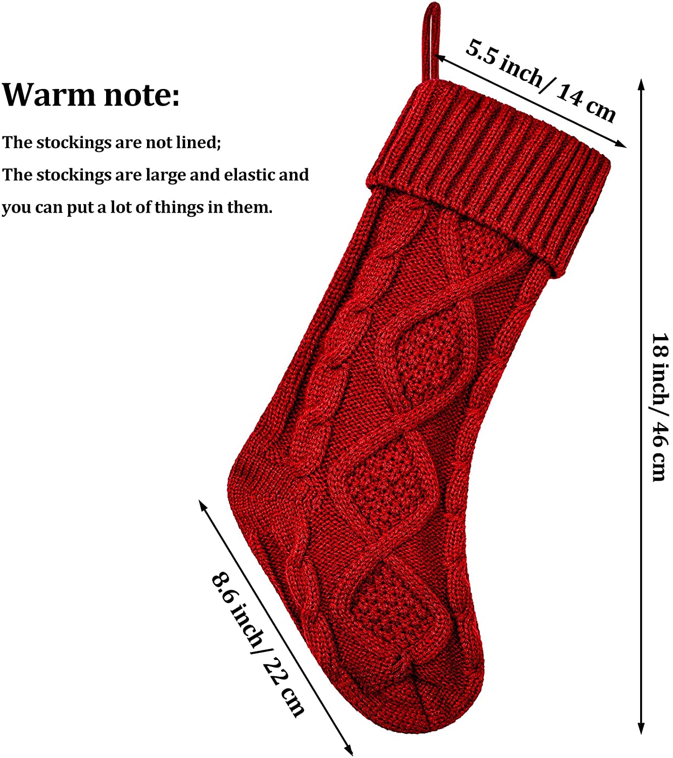 Cable Knit Christmas Stockings, Laser Engraved Custom Leather Patch Stockings