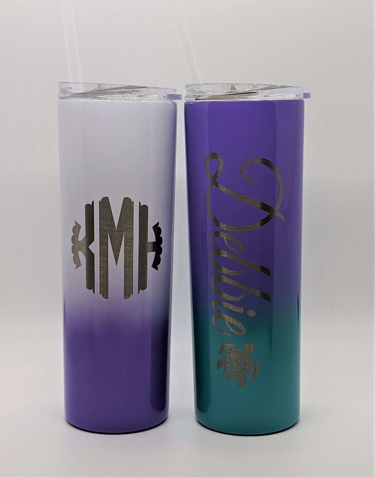 20oz Ombre Color Fade Skinny Tumbler with Straw