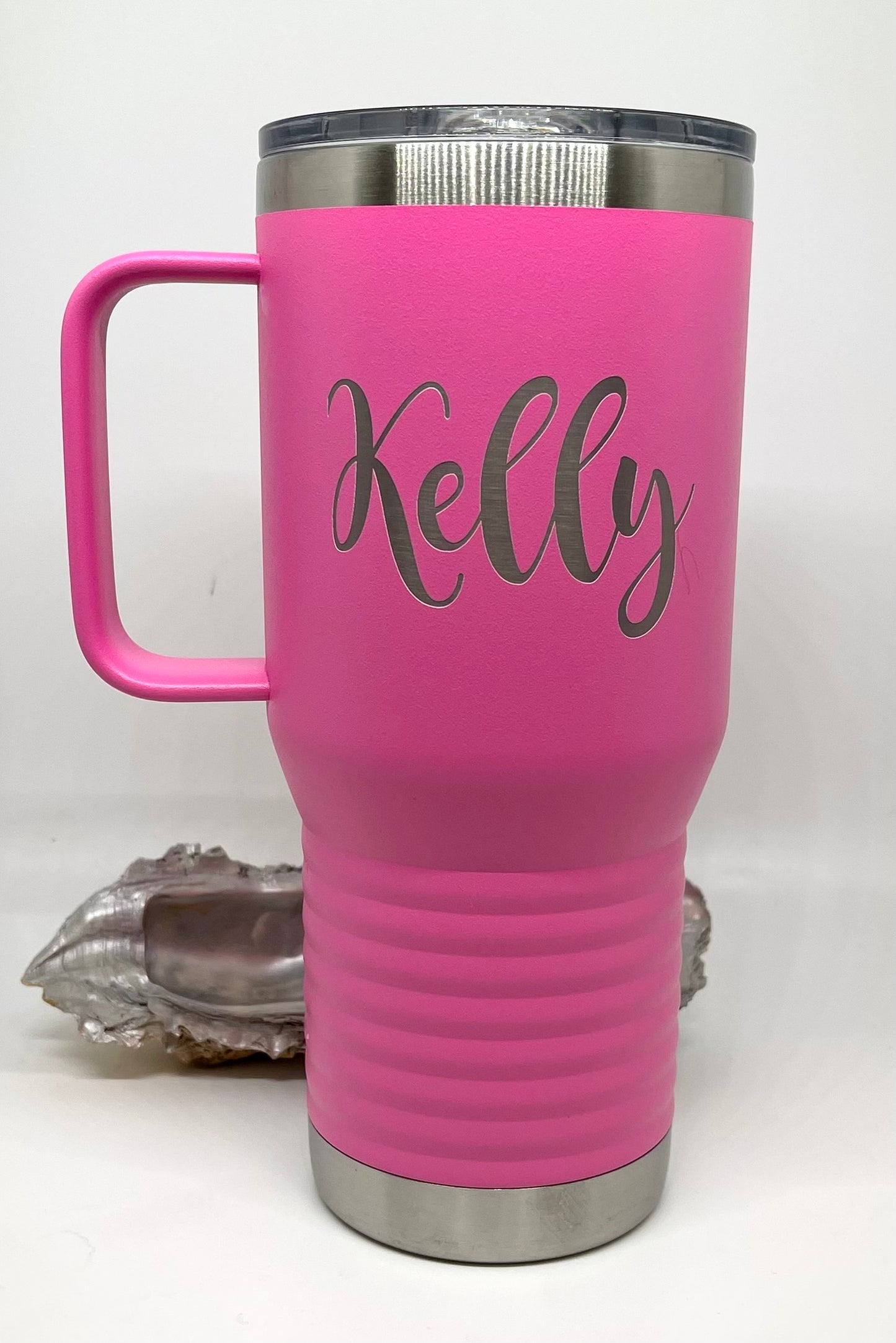 Travel Mug with Handle & Sliding Lid, Personalized 20 oz. Vacuum Insulated