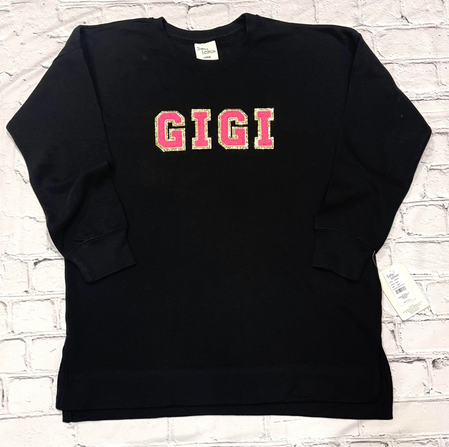 Solid Crew Neck Sweatshirt Pullover with Split Sides