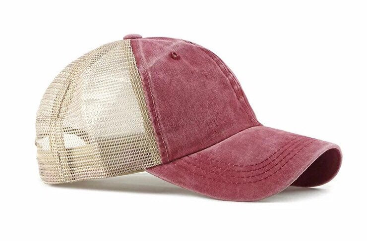 PIGMENT DYED VINTAGE TRUCKER HATS, BUCKLE BACK