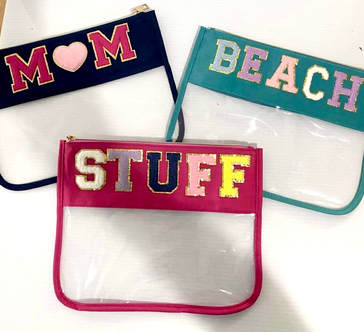 Chenille Letters 2.36 inch DIY - Navy, Deep Rose, Green
