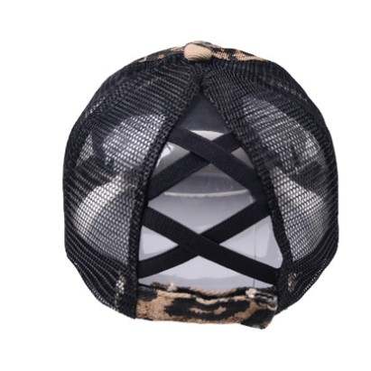 CRISS CROSS DISTRESSED VINTAGE TRUCKER HATS WASHED CANVAS LEOPARD LADIES CAPS