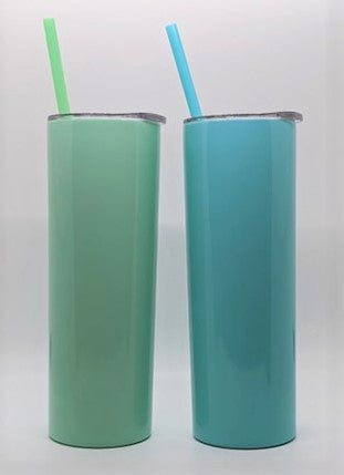 20oz Solid Color Skinny Tumbler with Straw