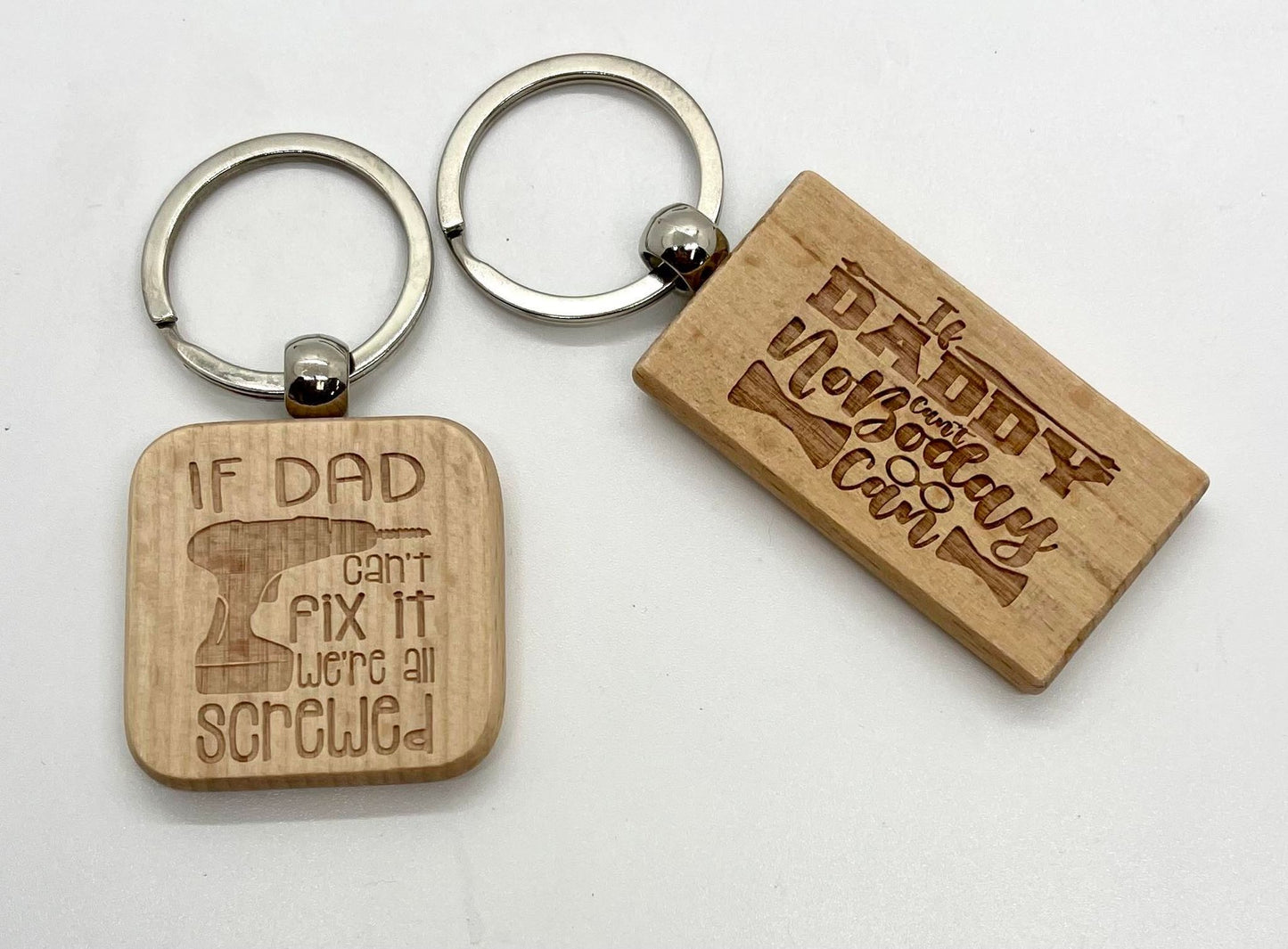 Personalized Wood Keychains, Father's Day Gifts, Graduation, Groomsman, Laser Engraved Keychains