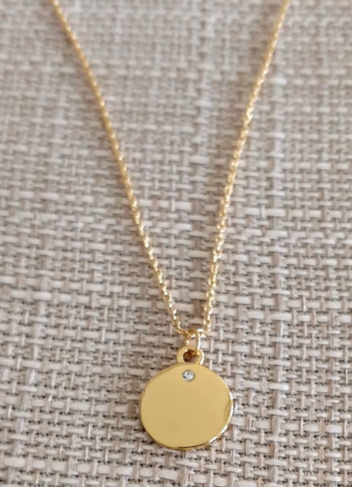 Simple Gold Necklace with CZ Stone