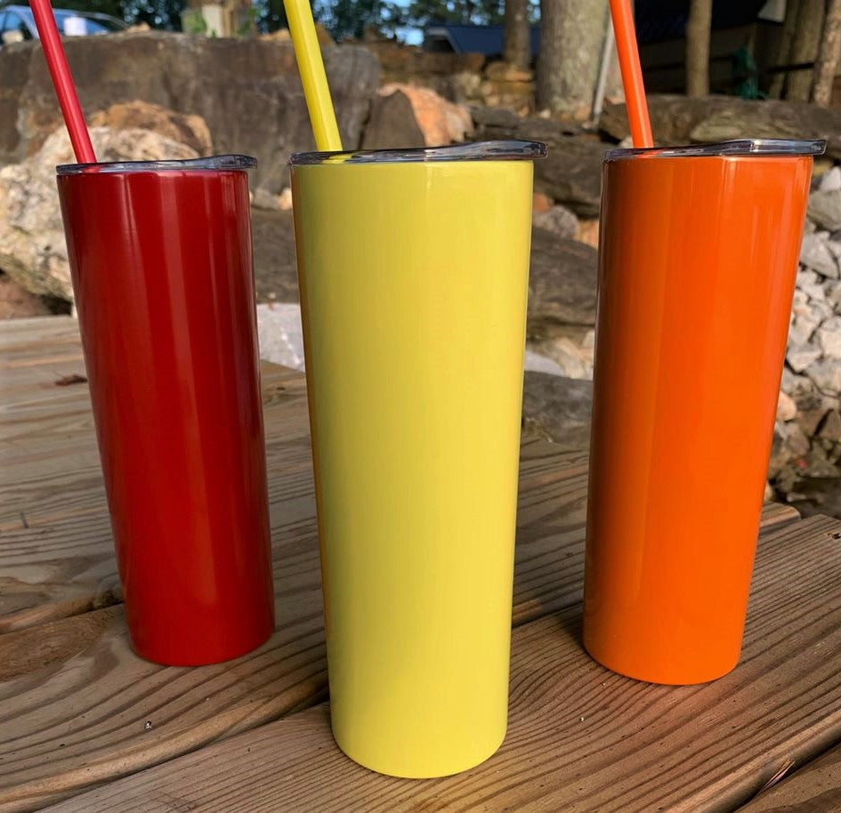20oz Solid Color Skinny Tumbler with Straw