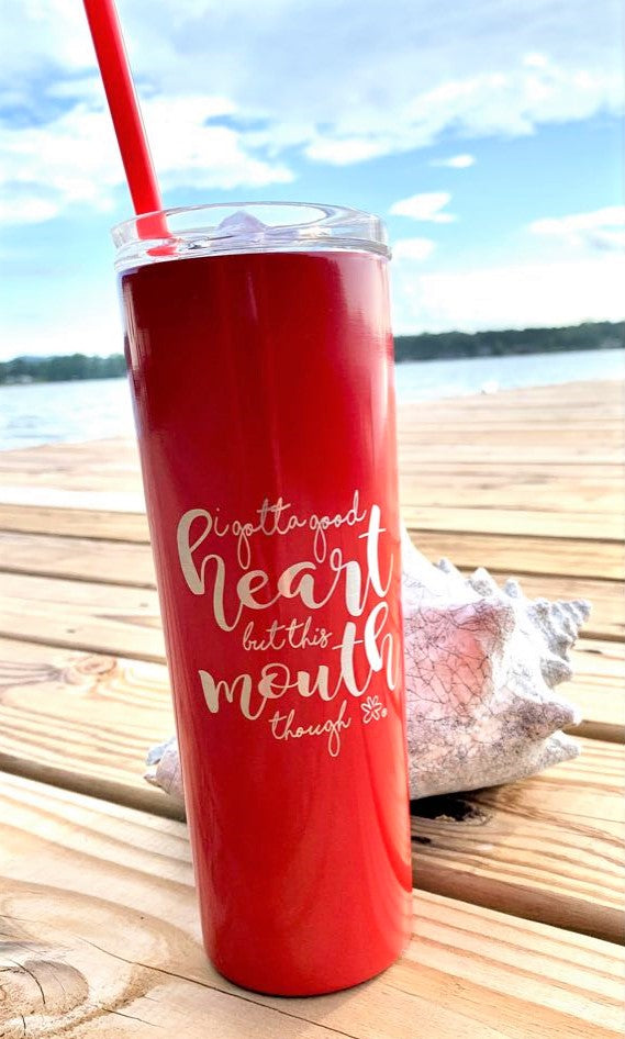 20oz Solid Color Skinny Tumbler with Straw