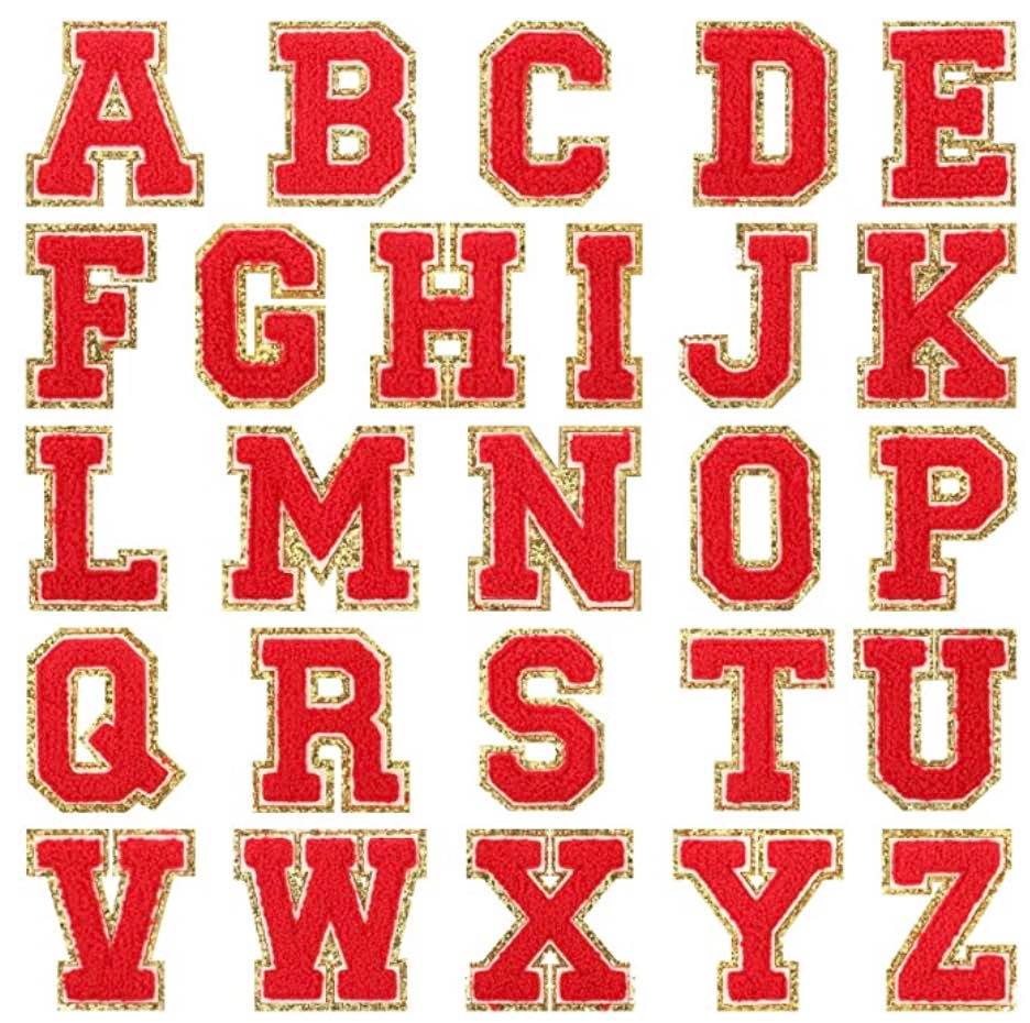 Chenille Letters 3.2  inch Red, Black, White, Lime