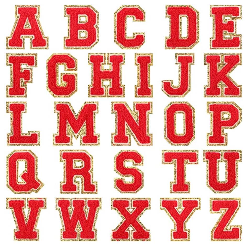 Chenille Letters 3.2 inch Light Blue, Hot Pink