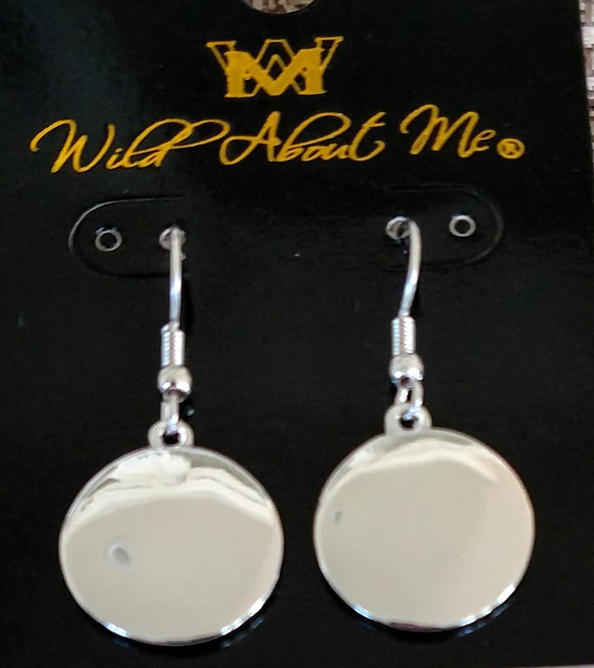 Polished Silver Monogram Disc Earrings