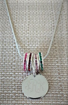 Monogram Disc Necklace,   Add a Birthstone Charm Necklace