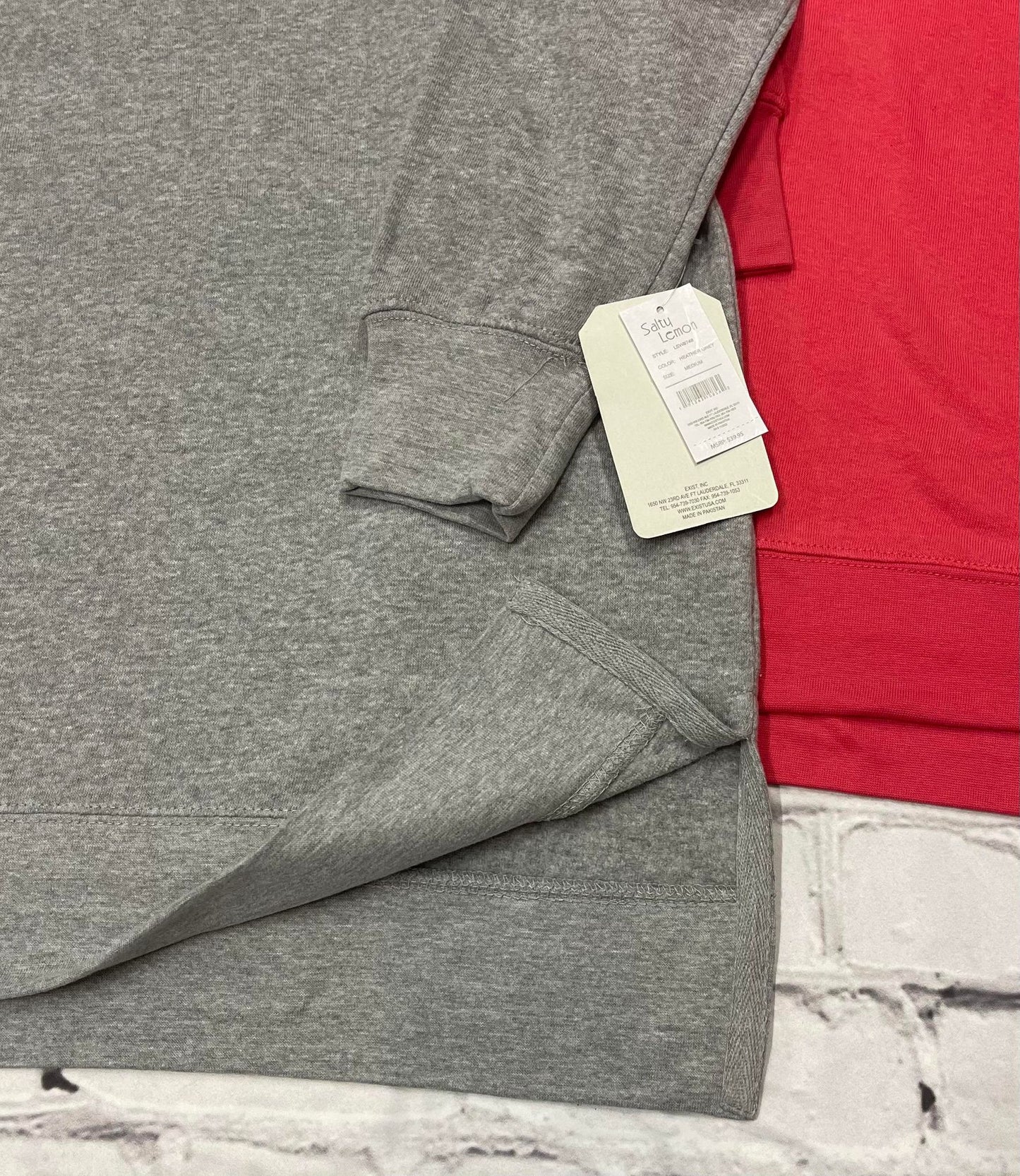 Solid Crew Neck Sweatshirt Pullover with Split Sides