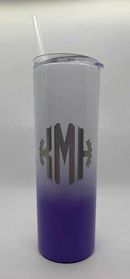 20oz Ombre Color Fade Skinny Tumbler with Straw