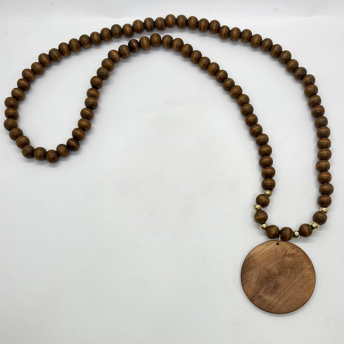 Monogram Long  Beaded Lily Necklaces with Wood Disc