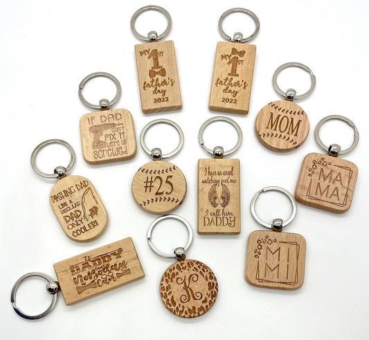 Personalized Bamboo Wood Keychains