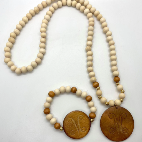 Wood Disc Beaded Bracelet