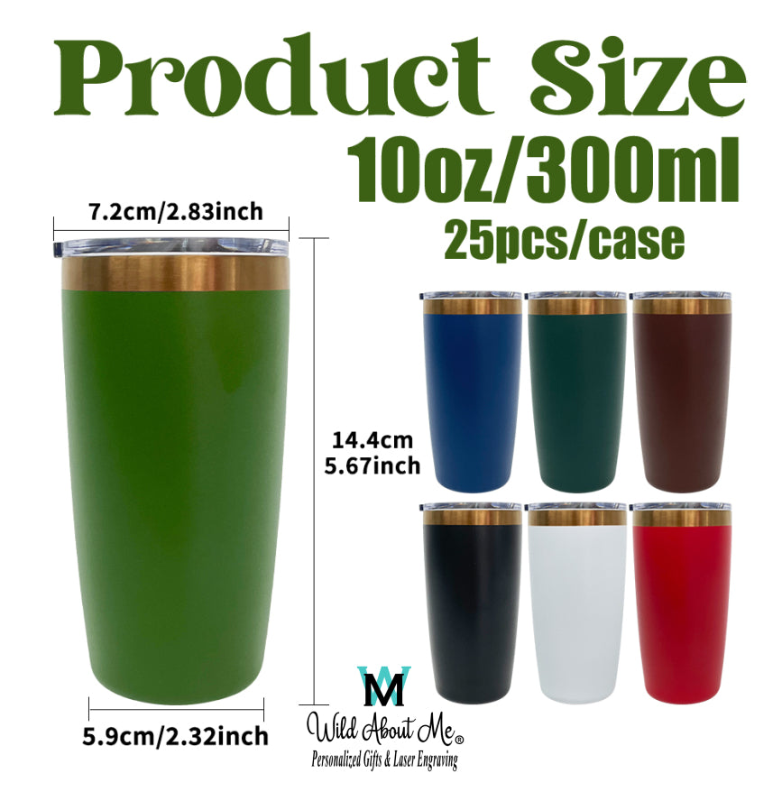 10oz  Stainless Steel Mini Size Travel Tumbler, Personalized Laser Engraved  Coffee Cup