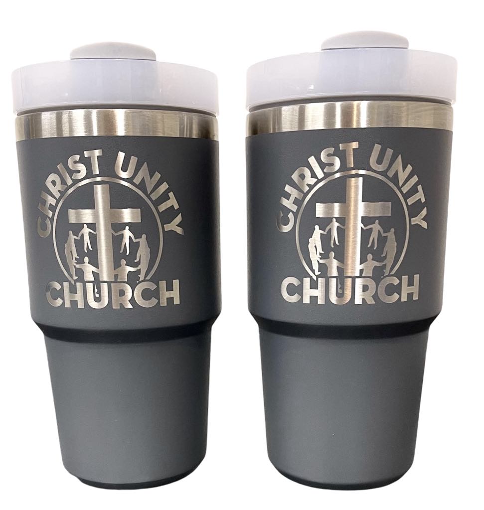 20oz Personalized Laser Engraved Stainless Steel Cup with Flip Straw and Regular Lid