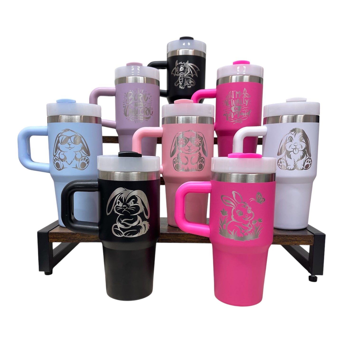 14oz Personalized Laser Engraved Kids Stainless Steel Tumbler with Handle