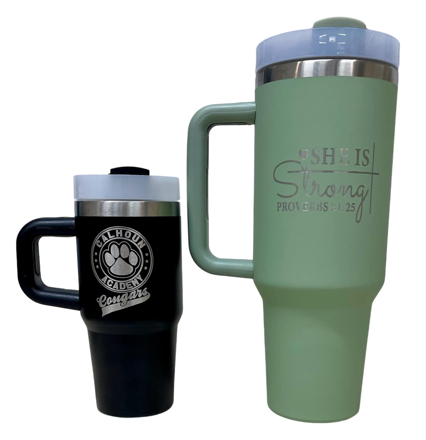 14oz Personalized Laser Engraved Kids Stainless Steel Tumbler with Handle