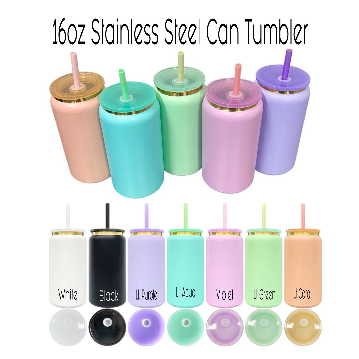 16oz Personalized Laser Engraved  Stainless Steel Can Tumbler, Gold plated Engraving